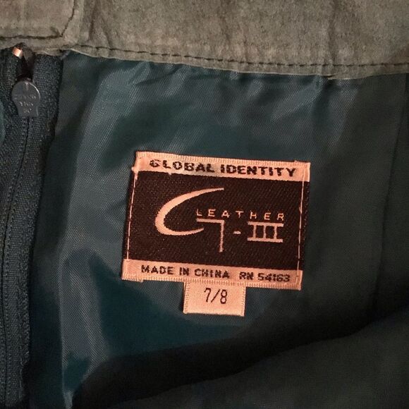 Vintage Global Identity G-III Teal Leather Skirt - Picture 6 of 8